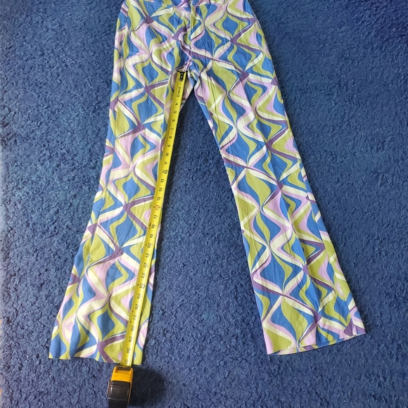 Zara Multicolor Linen Geometric Wide Leg Pants - Picture 6 of 10